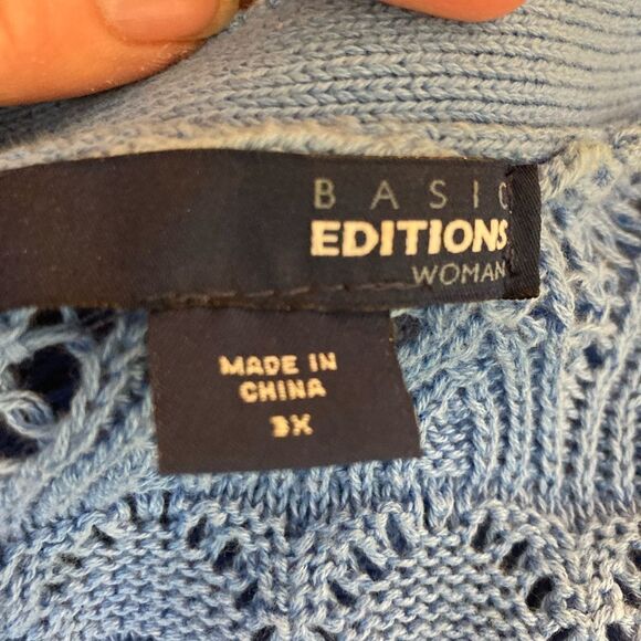 Vintage Crochet open cardigan in pretty blue with chevron pattern short sleeves - Picture 6 of 6